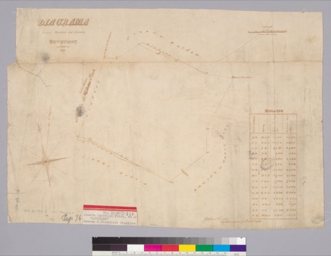 Diseño: Diagrama de un medida del Rancho Sotoyome : [Calif.] / Gaspar O'Farrell, agrimensor y architecto [sic