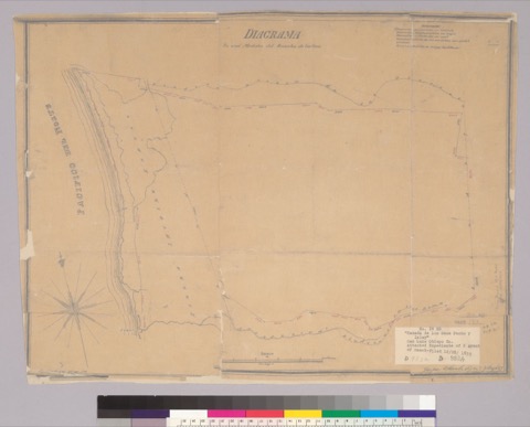 Diseño: Diagrama de una medida del Rancho de los Osos : [Calif.] / Gaspar O'Farrell, agri. y arquto., April 1845