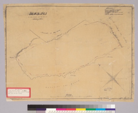 Diseño: Diagrama de una medida del Rancho de Pecho ý Islai : [Calif.] / Gaspar O'Farrell, agrimensor