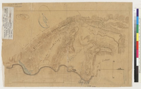 Diseño: Diseño del Rancho Cañada de Guadalupe, la Visitacion y Rodeo Viejo : Calif. / Jean Jacques Vioget (sheet 1)
