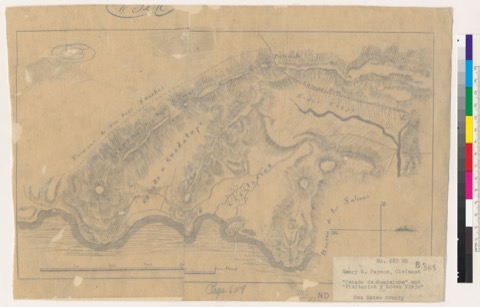 Diseño: Diseño del Rancho Cañada de Guadalupe, la Visitacion y Rodeo Viejo : Calif. / Jean Jacques Vioget (sheet 3)