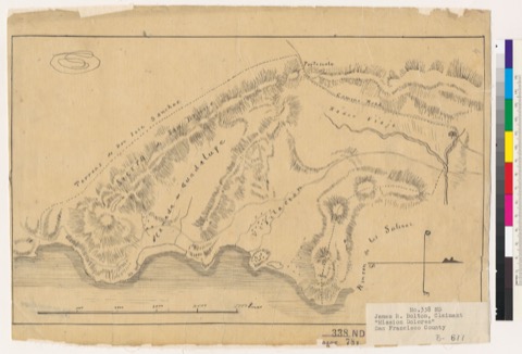 Diseño: Diseño del Rancho Cañada de Guadalupe, la Visitacion y Rodeo Viejo : Calif. / Jean Jacques Vioget (sheet 5)