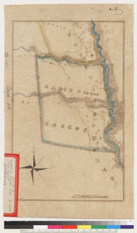 Diseño: Diseño del Rancho de los Saucos : Tehama Co., Calif. / Drawn by John Bidwell?