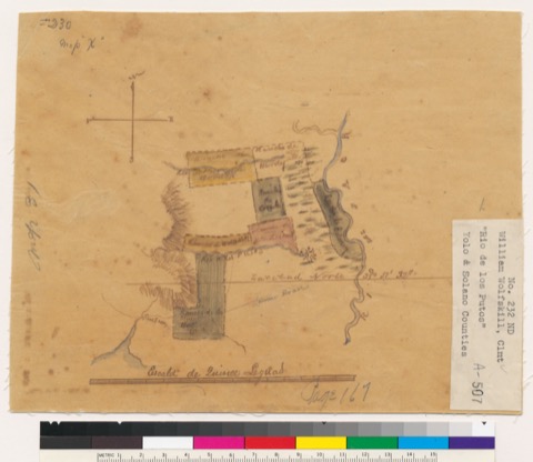 Diseño: Diseño del Rancho Rio de los Putos] : Latitud Norte 38°57'32" [Calif.