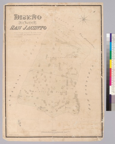 Diseño: Diseño del Rancho San Jacinto [Calif.] : comprendiendo el terreno de J.A.E. y el nuevo qe. pretende M.P. Anadi