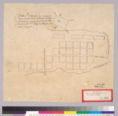 Diseño: Estado que comprende las suertes de tierras correspondientes del pueblo de la Reina de Los Angeles [Calif.] : 