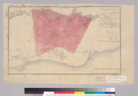 Diseño: Ex mission lands [Santa Barbara County, Calif.] : belonging to R.S. Den, containing 4 leagues or 17,718 acres 