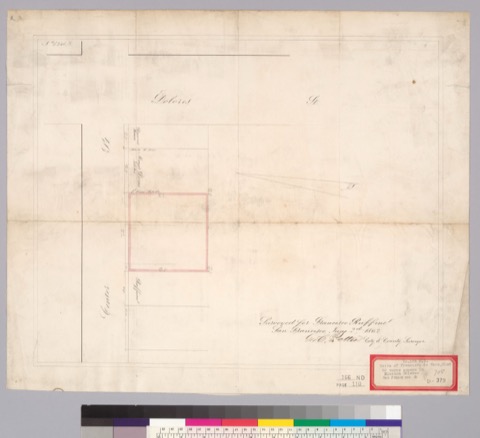 Diseño: Fifty varas square in Mission Dolores : San Francisco, Cal.] / Surveyed for Francisco Ruffino ; G.C. Patten, C