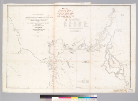 Diseño: General chart embracing surveys of the Farallones entrance to the Bay of San Francisco, Bays of San Francisco 