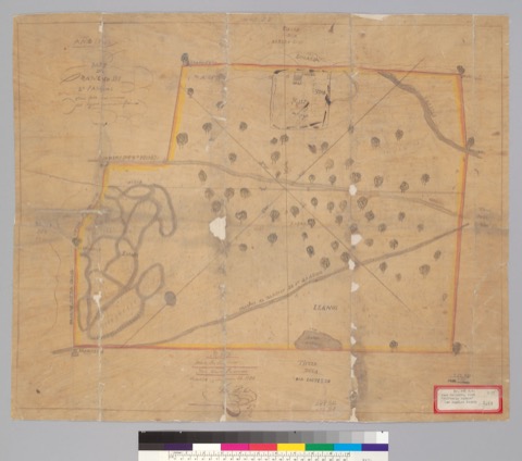 Diseño: Map del Rancho de Sn. Pasqual [Calif.] : tiene poco mas o menos dos leguas ..