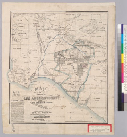 Diseño: Map of a portion of Los Angeles County : showing the "Abel Stearns ranches," La Habra, Los Coyotes, San Juan C