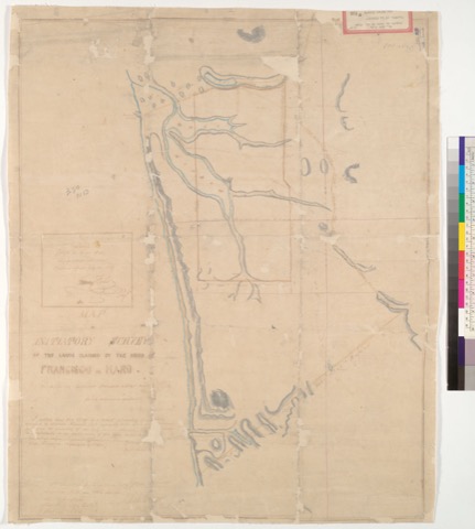 Diseño: Map of initiatory survey of the lands claimed by the heirs of Francisco de Haro : [Rancho Laguna de la Merced,