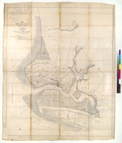 Diseño: Map of San Antonio Creek and adjacent shores of San Francisco Bay : exhibiting extreme high water, ordinary hi