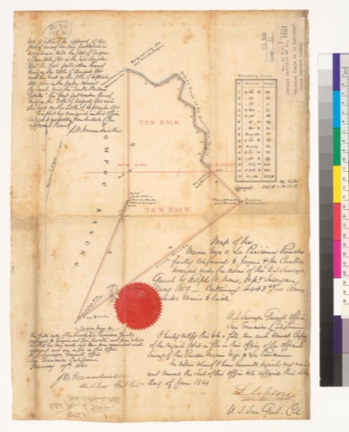 Diseño: Map of the Mission Viejo or La Purisima Rancho [Calif.] : finally confirmed to Joaquin & José Carrillo / surve