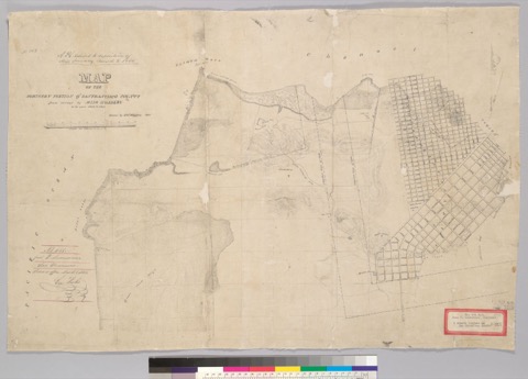 Diseño: Map of the northern portion of San Francisco County / from surveys by Milo Hoadley in the years 1849 to 1855 ;
