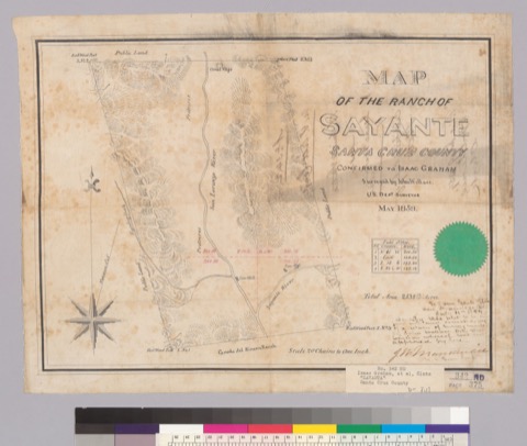 Diseño: Map of the ranch of Sayante, Santa Cruz County [Calif. ] : confirmed to Isaac Graham / Surveyed by John Wallac