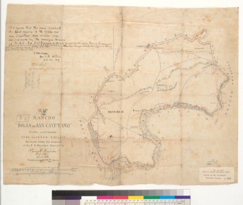 Diseño: Map of the Rancho "Bolsa de San Cayetano" [Calif.] : finally confirmed to José de Jesus Vallejo / surveyed und