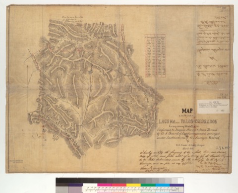 Diseño: Map of the Rancho Laguna de los Palos Colorados [Calif.] : comprising 20,464 91/100 acres, confirmed to Joaqui