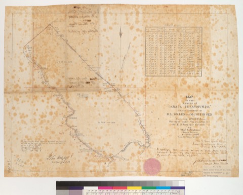 Diseño: Map of the Rancho of Cañada de Raymundo, finally confirmed to M.L. Greer and M. Coppinger : [San Mateo Co., Ca