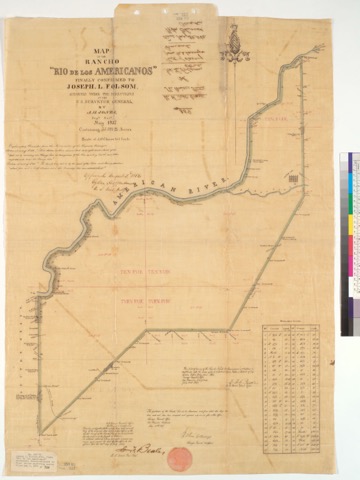 Diseño: Map of the Rancho "Rio de los Americanos," finally confirmed to Joseph L. Folsom : [Sacramento County, Calif.]