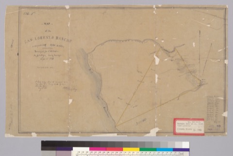 Diseño: Map of the San Lorenzo Rancho [Calif.] : comprising 3,796 acres / surveyed for A.M. Crane by H.A. Higley, Coun