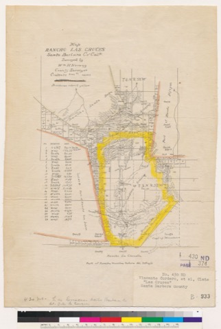 Diseño: Map, Rancho Las Cruces : Santa Barbara Co., Cala. / surveyed by Wm. H. Norway, County Surveyor