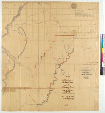 Diseño: Map showing the location of the Rancho Orestimba, finally confirmed to Sebastian Nunez : [Calif.] / Made by th