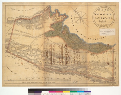 Diseño: Mapa del Rancho de San Rafael ó Buriburi, la propiedad de los S's Sanches : [San Mateo Co., Calif.] / C.S. Lym
