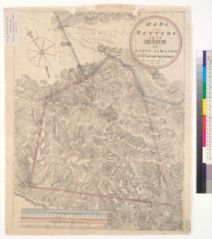 Diseño: Mapa del terreno de la mina de Nueva Almaden / C.S. Lyman, Agrimensor, Marzo 7, de 1848