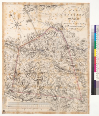 Diseño: Mapa del terreno de la mina de Nueva Almaden / C.S. Lyman, Agrimensor, Marzo 7, de 1848 (sheet 1)
