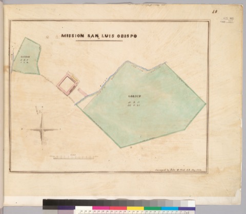 Diseño: Mission San Luis Obispo / surveyed by John G. Cleal, C.E., Aug. 1854.