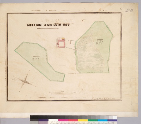 Diseño: Mission San Luis Rey / surveyed by John G. Cleal, Sept. 1854