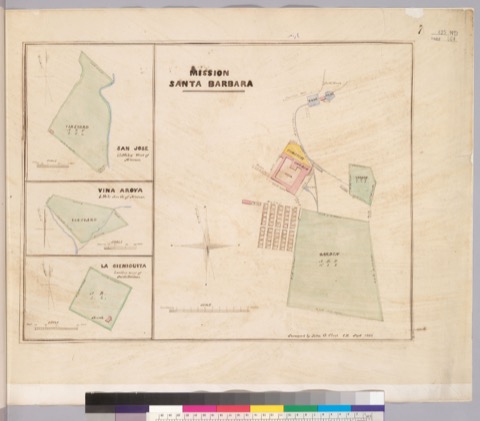 Diseño: Mission Santa Barbara / surveyed by John G. Cleal, C.E., Sept. 1854