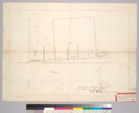 Diseño: One hundred varas square in Mission Dolores, San Francisco, Calif.] : Surveyed for Francisco Ruffino / G.C. Pa