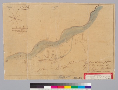 Diseño: Plan biceño del tereno qe. pede Anto. Ma. Pico al geste del Rio San Joaquin nombrado El Pescadero [Calif.