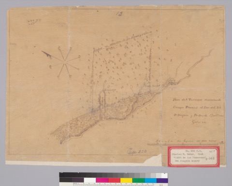 Diseño: Plan del terreno denominado Campo Frances al Este del Rio Sn. Joaquin y pretende Guillermo Gulnac
