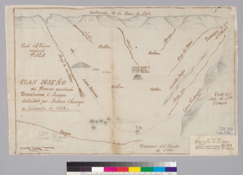 Diseño: Plan diseño del terreno nombrado Yerbabuena ó Socayre [Rancho Yerba Buena, Calif.] : olicitado por Antonio Cha