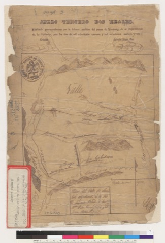 Diseño: Plano del Valle de San José [Alameda County, Calif.] : adjudicado `a los Sres. D. Antonio Suñol, y Anto. Ma. P