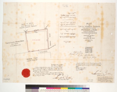 Diseño: Plat of a lot in Mission Dolores, finally confirmed to the heirs of Francisco de Haro : [San Francisco, Calif.