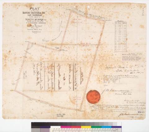 Diseño: Plat of a part of the Rancho Pastoria de las Borregas, finally confirmed to Martin Murphy Jun. : [Santa Clara 