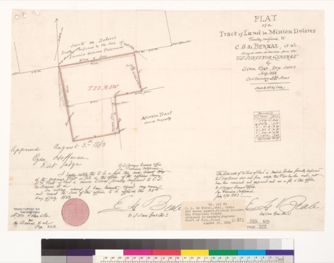 Diseño: Plat of a tract of land in Mission Dolores, finally confirmed to C.S. de Bernal, et al. : [San Francisco, Cali