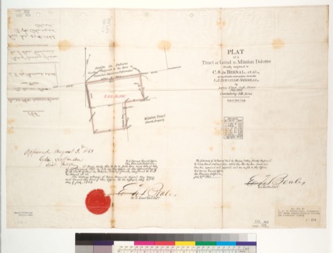 Diseño: Plat of a tract of land in Mission Dolores, finally confirmed to C.S. de Bernal, et al. : [San Francisco, Cali