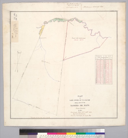 Diseño: Plat of land owned by T.R. Davies, being part of the Rancho de Napa, Napa County, Cal. / By O.H. Buckman, Coun