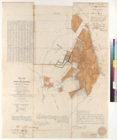 Diseño: Plat of part of the Rancho de Napa, finally confirmed to Otto H. Frank : [Napa Co., Calif.] / as located by th