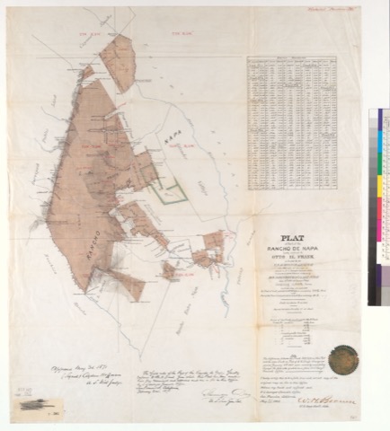 Diseño: Plat of part of the Rancho de Napa, finally confirmed to Otto H. Frank : [Napa Co., Calif.] / as located by th
