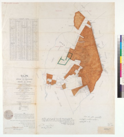 Diseño: Plat of part of the Rancho de Napa, finally confirmed to Otto H. Frank : [Napa Co., Calif.] / as located by th