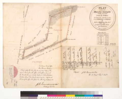 Diseño: Plat of part of the Rancho Soulajule, finally confirmed to Lewis D. Watkins : [Marin Co., Calif.] / Surveyed u