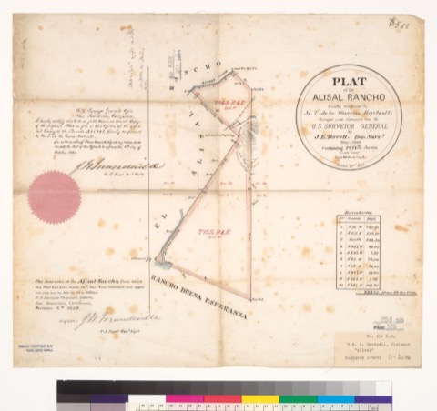 Diseño: Plat of the Alisal Rancho [Calif.] : finally confirmed to M.T. de la Guerra Hartnell / surveyed under instruct