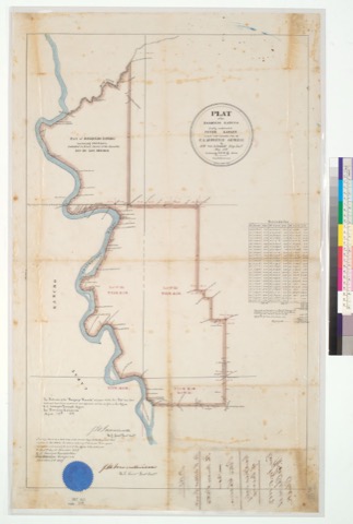 Diseño: Plat of the Bosquejo Rancho [Calif.], finally confirmed to Peter Lassen / Surveyed under instructions from the