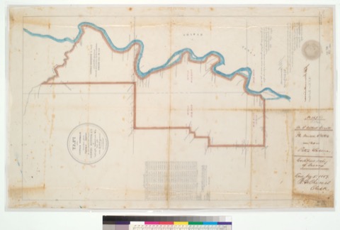 Diseño: Plat of the Bosquejo Rancho [Calif.], finally confirmed to Peter Lassen / Surveyed under instructions from the
